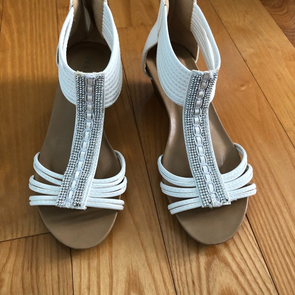 Beige and white sandals